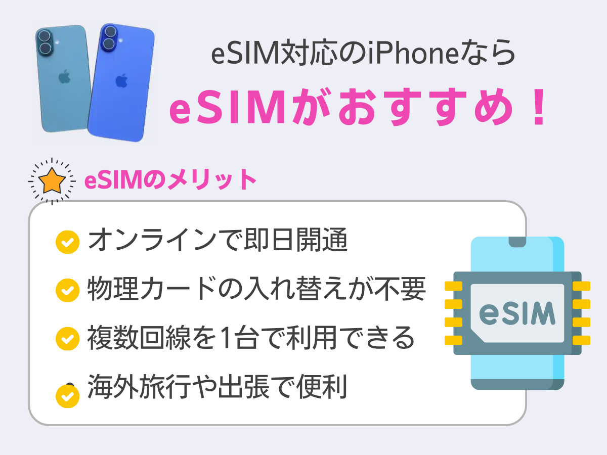 eSIM対応のiPhoneならeSIM契約がおすすめな理由と設定方法