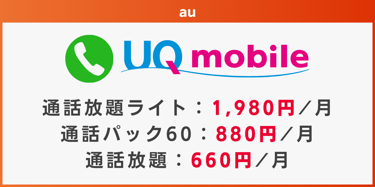 au回線でかけ放題のおすすめ格安SIMはUQモバイル