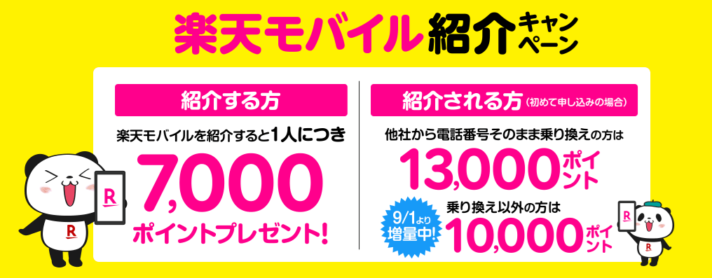 楽天モバイルの紹介キャンペーン