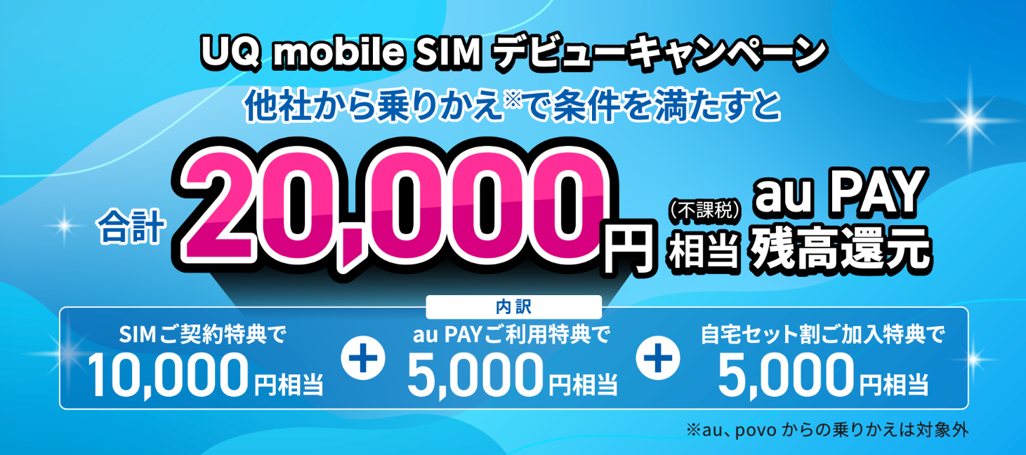 UQモバイルの「UQ mobile SIM デビューキャンペーン」20250808改訂版