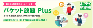 パケット放題Plus 最大6カ月間385円割引キャンペーン