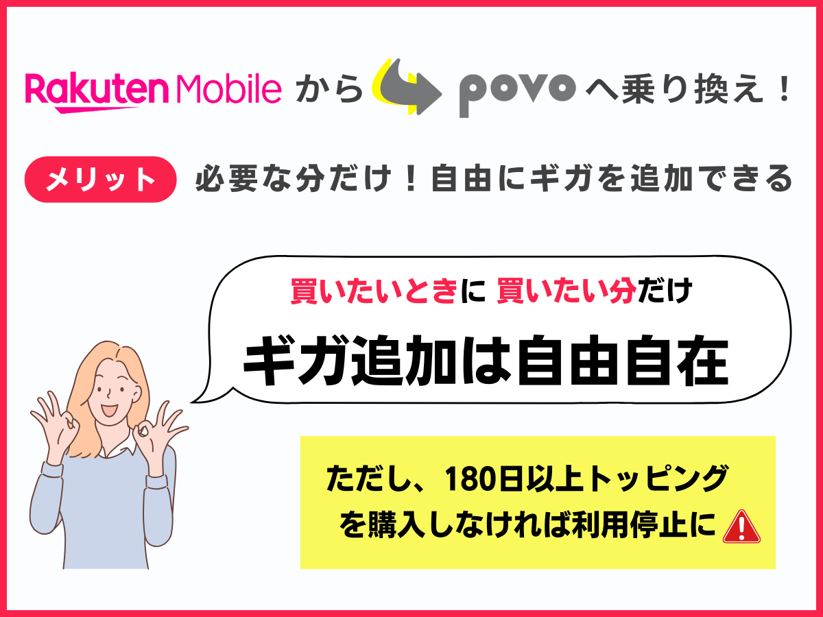 楽天モバイルからpovo2.0へ乗り換えるメリット3
