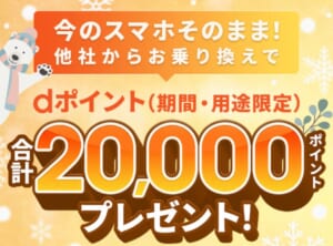 ahamoへ乗り換えで最大20,000ポイント還元キャンペーン