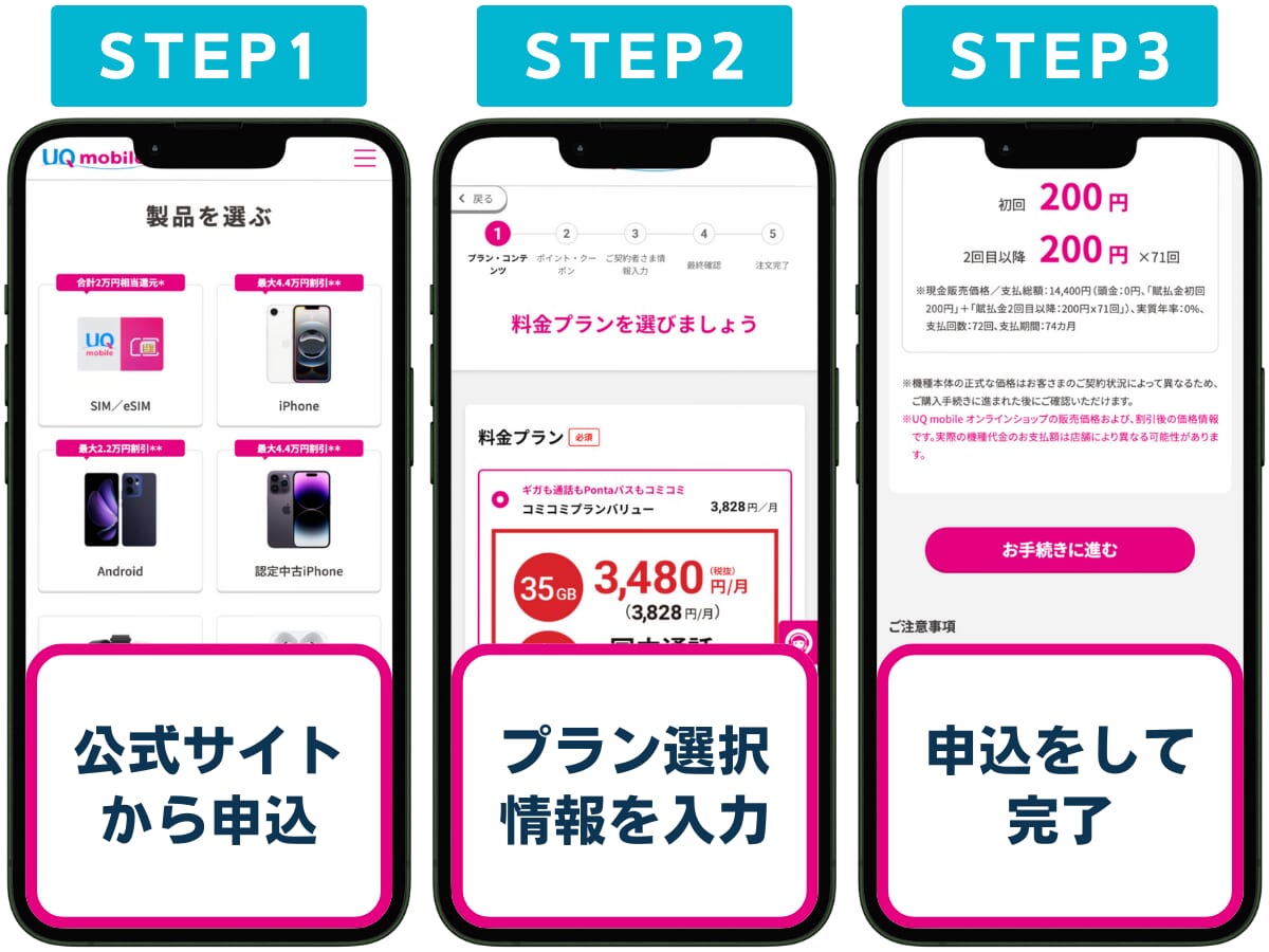 ドコモからUQへの乗り換え3ステップ