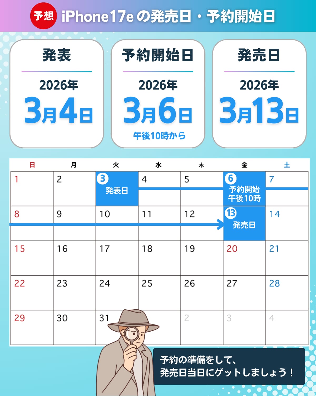 iPhone17eの発表日・予約開始日・発売日のスケジュール