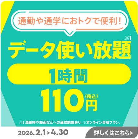 povo データ使い放題(1時間)