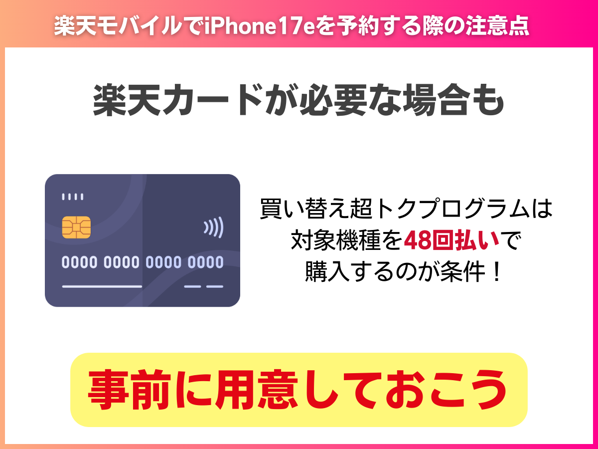 楽天モバイルでiPhone17eを予約する際の注意点を図で解説