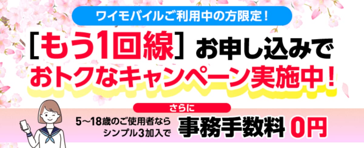 ワイモバイルのもう1回線申し込みで割引キャンペーン