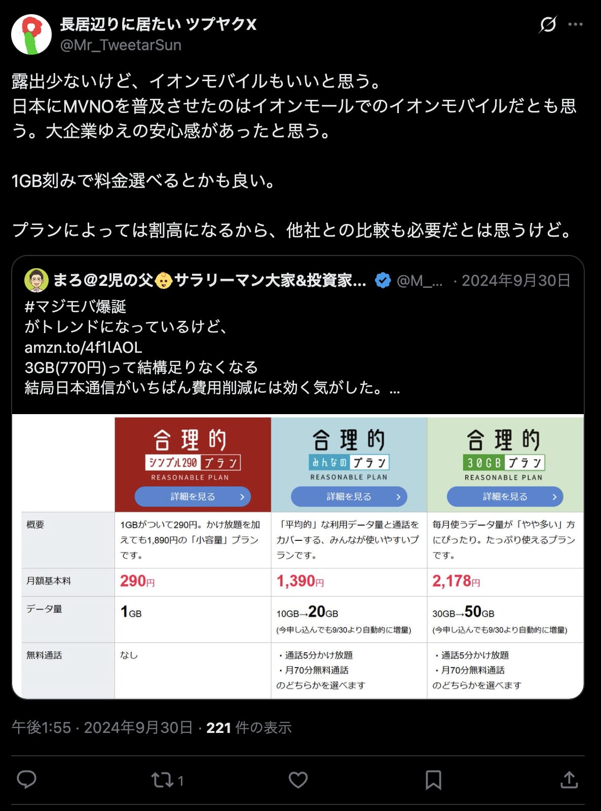 イオンモバイルの口コミ