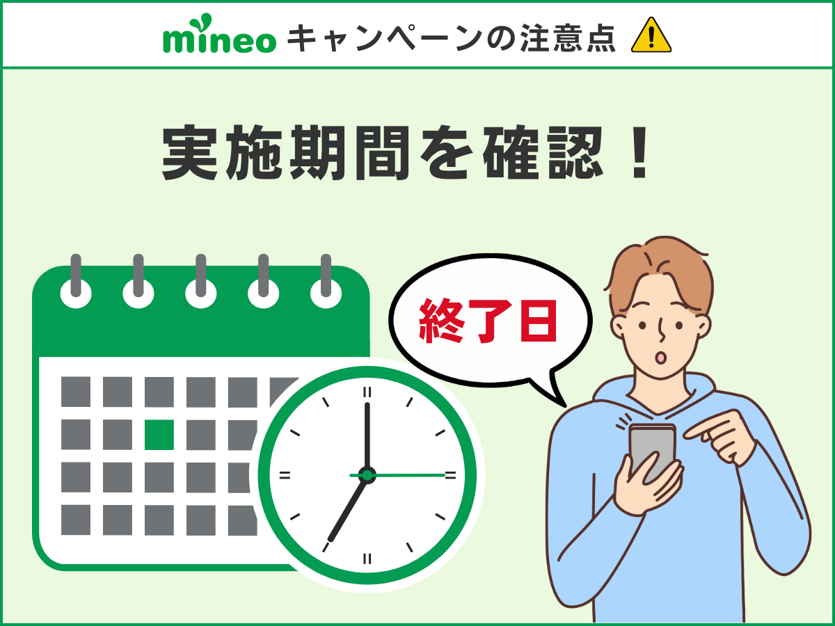mineoでキャンペーン適用時の注意点を解説