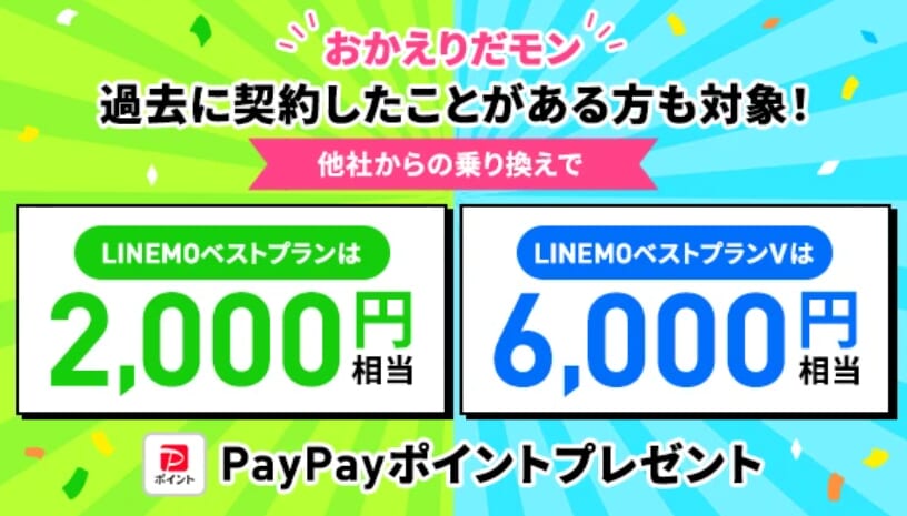 LINEMOの「LINEMOおかえりだモンキャンペーン」