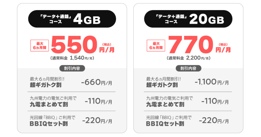 QTモバイル「【Web限定】超ギガトク割」