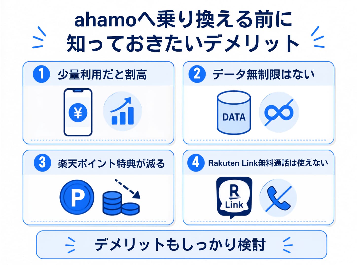 楽天モバイルからahamoへ乗り換えるデメリット4選