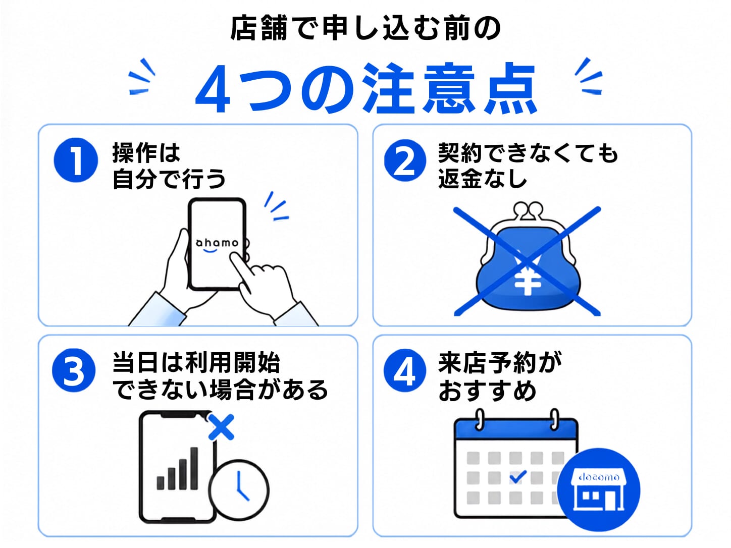 ahamoを店舗（ドコモショップ）で契約する際の注意点