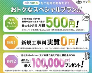 ahamo光 10ギガ 最大6ヶ月間月額500円