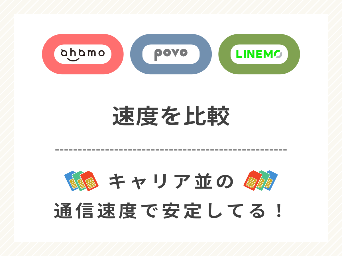 ahamoとpovoとLINEMOの速度を比較して解説
