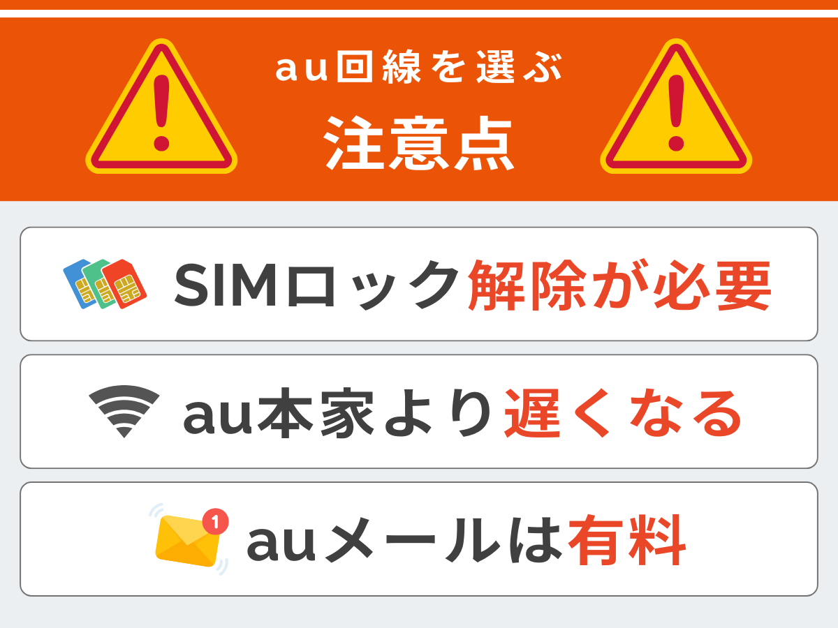 au回線を選ぶ注意点とデメリット