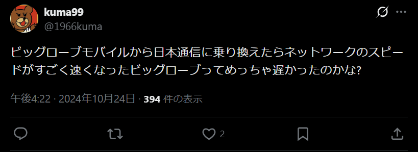 ビッグローブモバイルの評判1