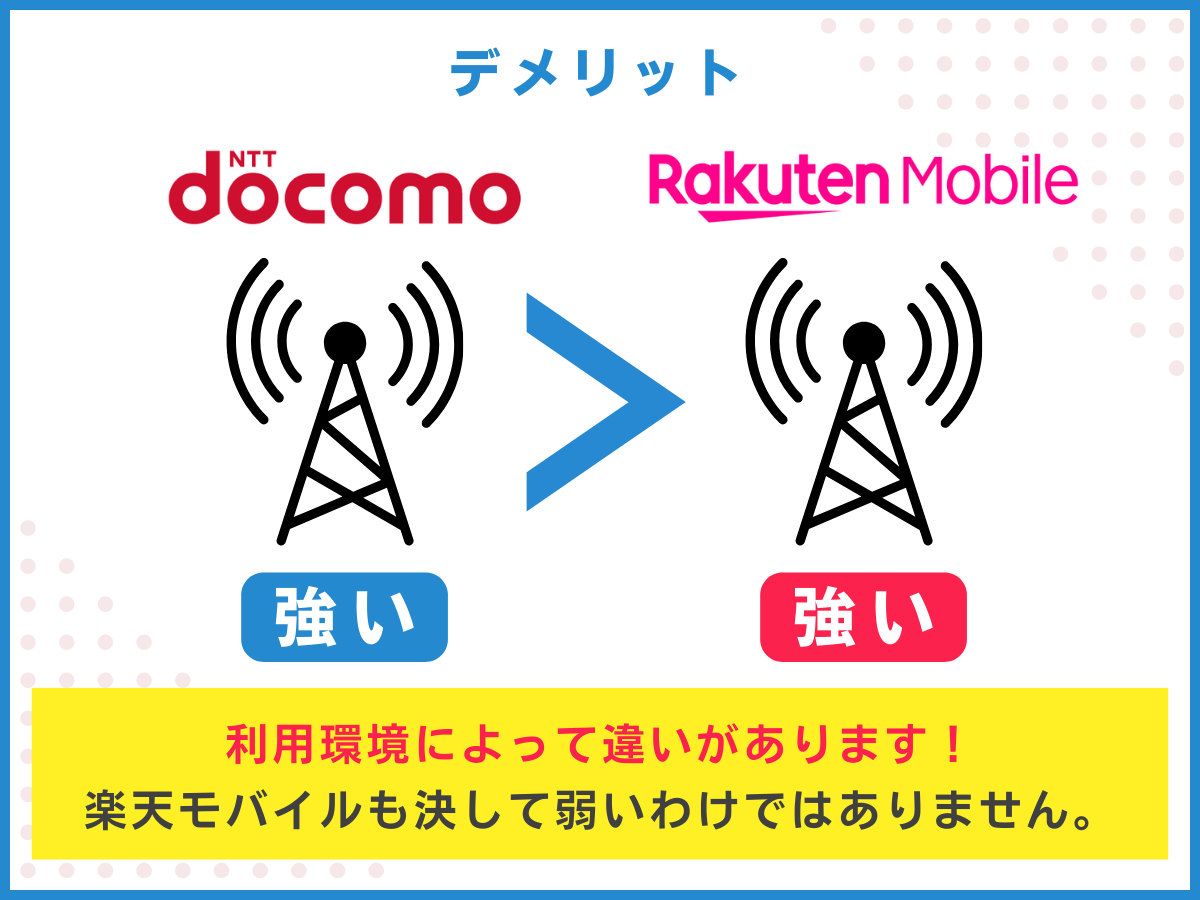 ドコモから楽天モバイルへ乗り換えるデメリット