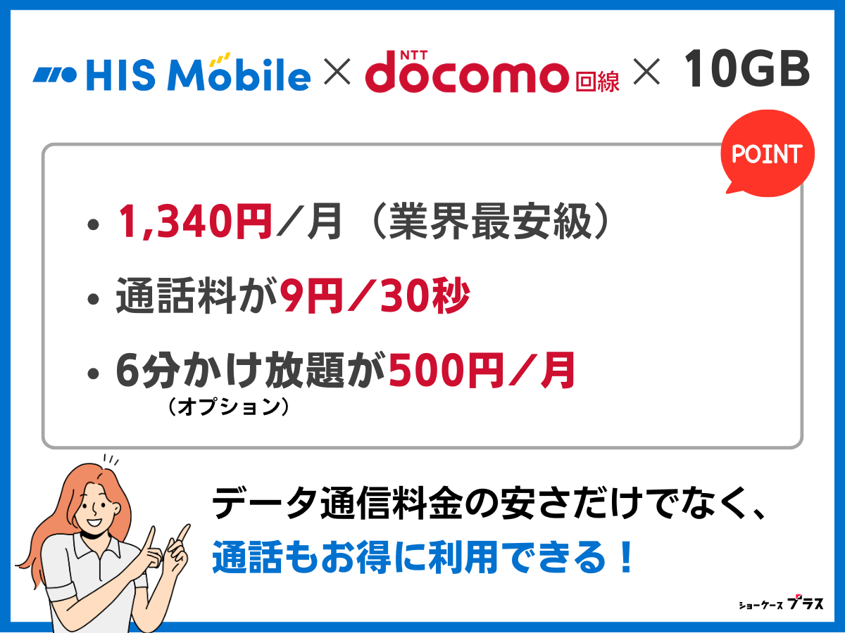 ドコモ回線の格安SIMの10GBでおすすめはHISモバイル