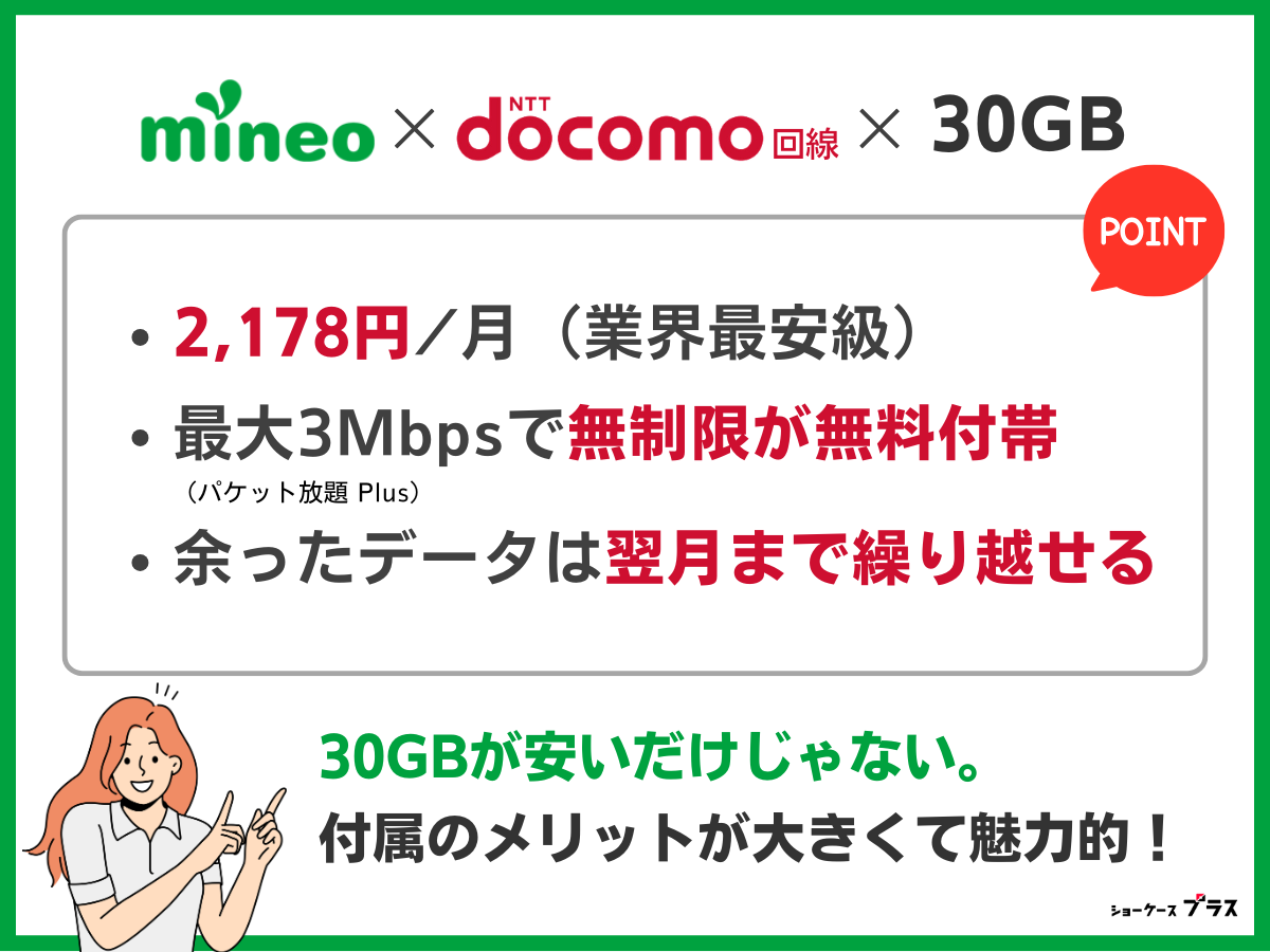 ドコモ回線の格安SIMの30GBでおすすめはmineo