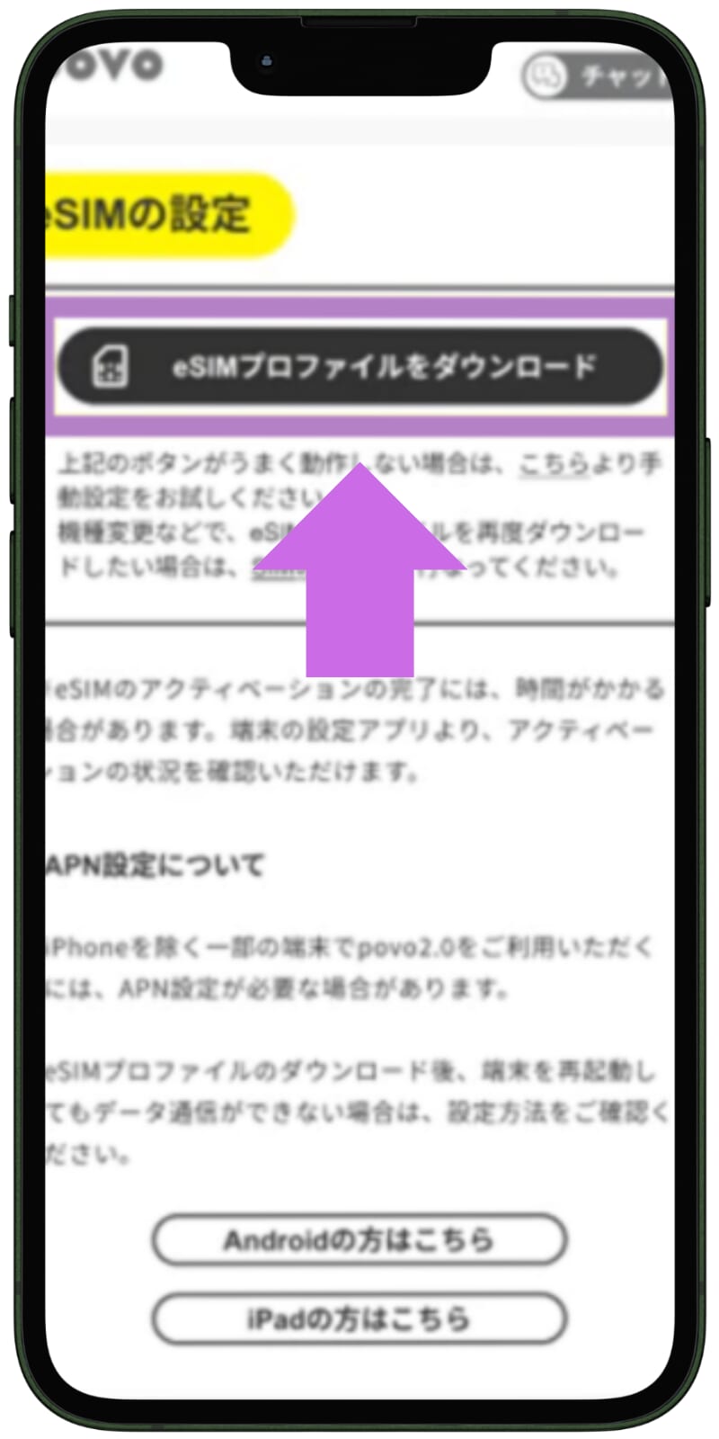 povoのeSIMの設定方法3