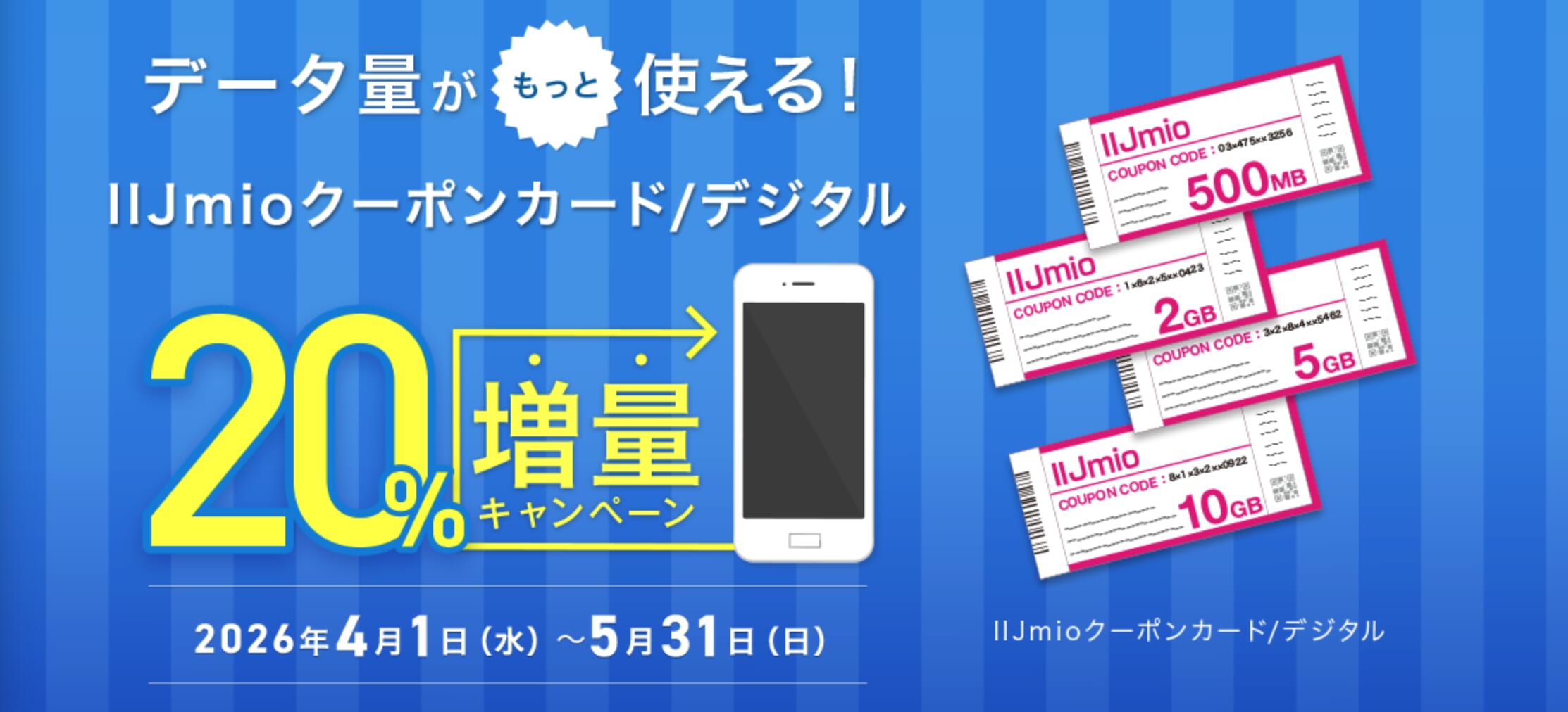 IIJmioクーポンカード/デジタル増量キャンペーン