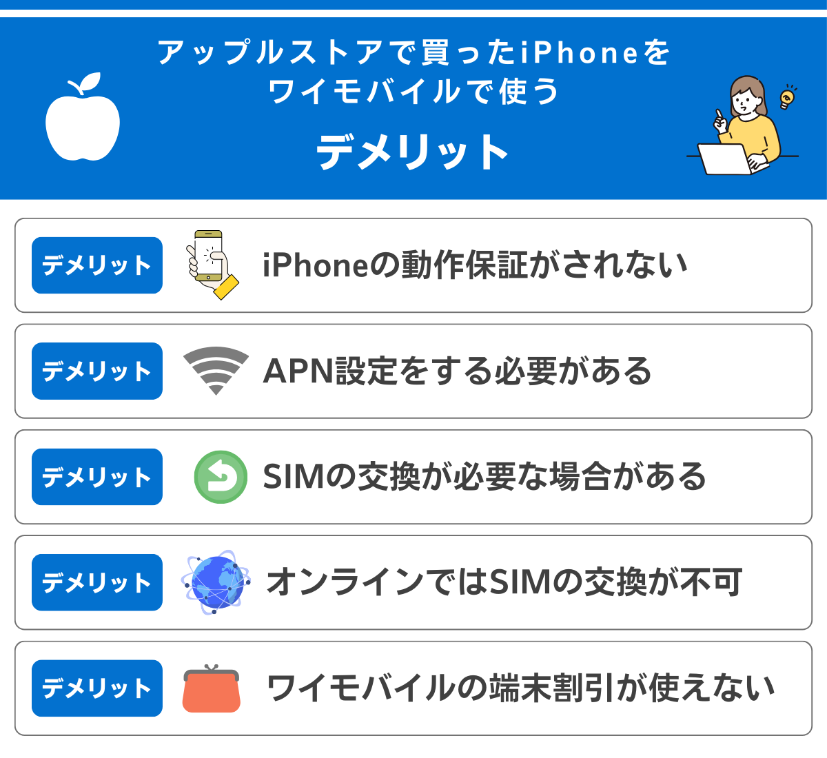 アップルストアで買ったiPhoneをワイモバイルで使うデメリットを解説