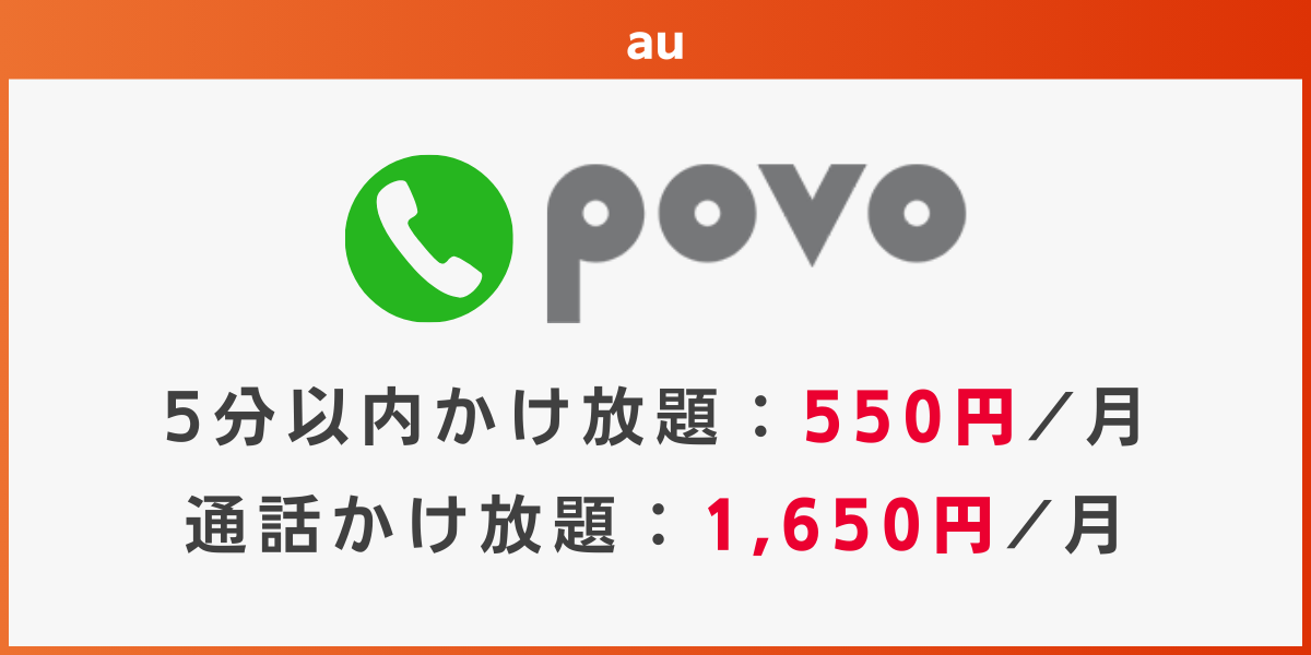 au回線でかけ放題のおすすめ格安SIMはpovo
