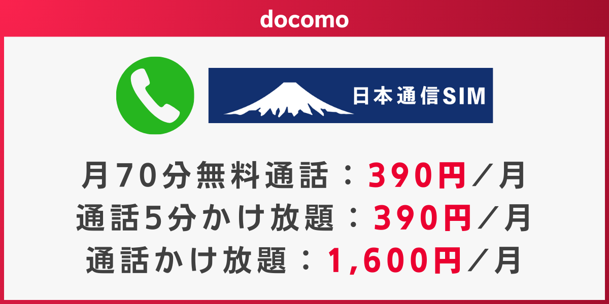 ドコモ回線でかけ放題のおすすめ格安SIMは日本通信SIM