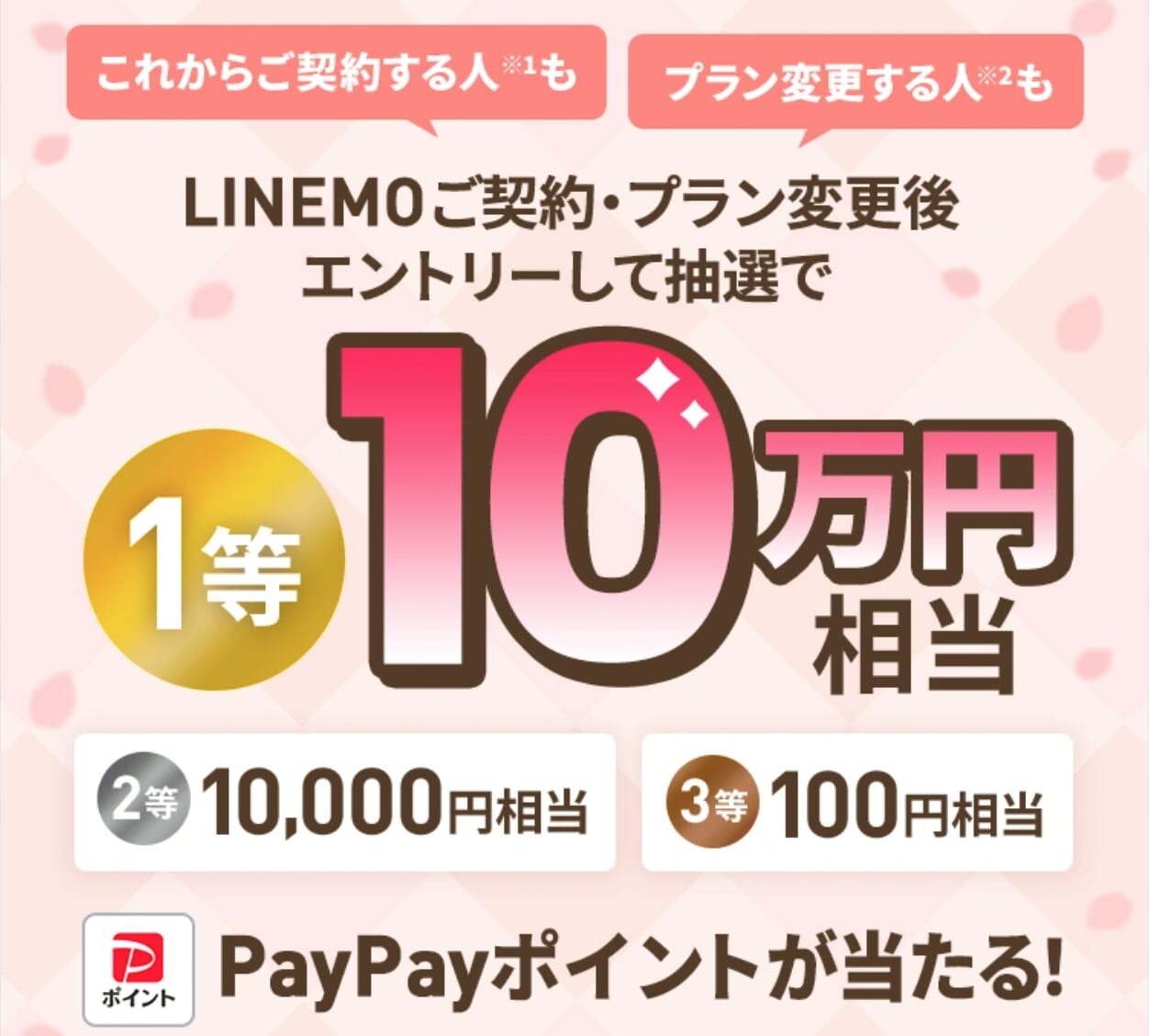 最大10万円相当のPayPayポイントが当たる!LINEMO抽選キャンペーン