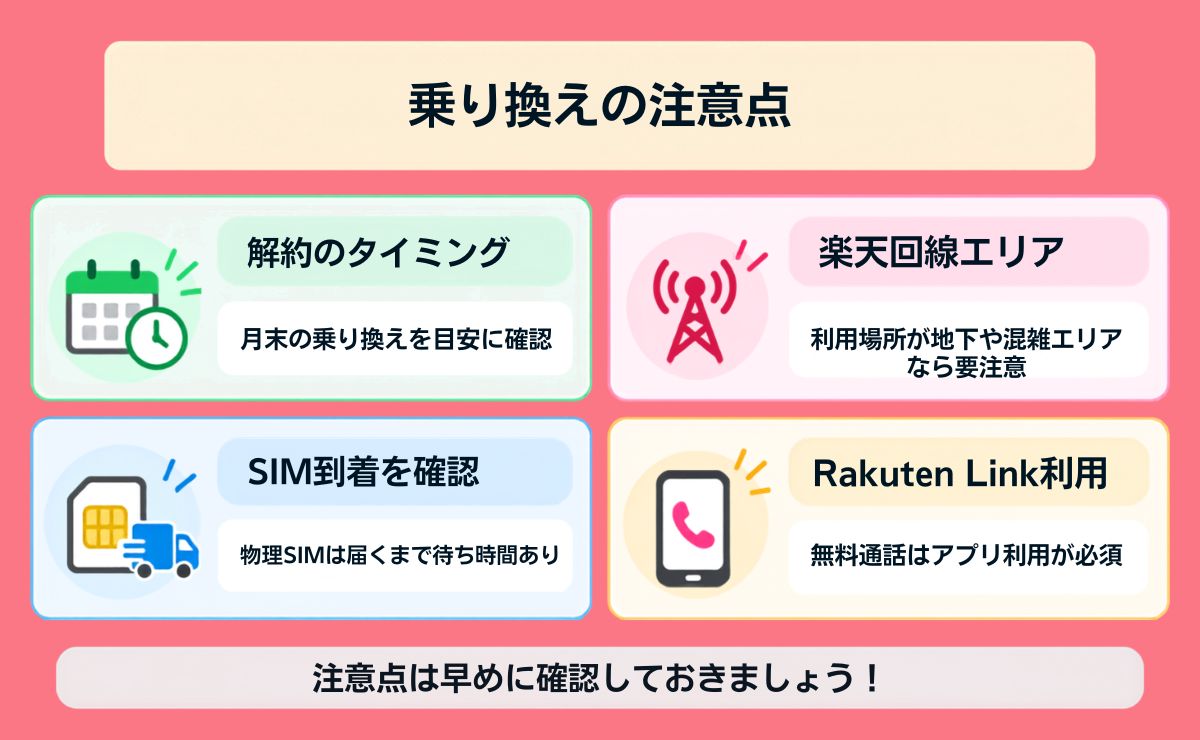 LINEMOから楽天モバイルへ乗り換える際の注意点