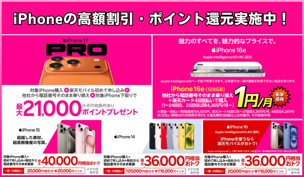 楽天モバイルのiPhoneに最適なキャンペーン情報まとめ