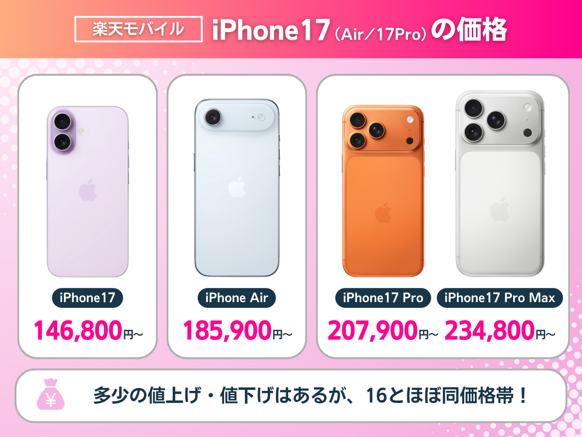 楽天モバイルのiPhone17の価格を解説