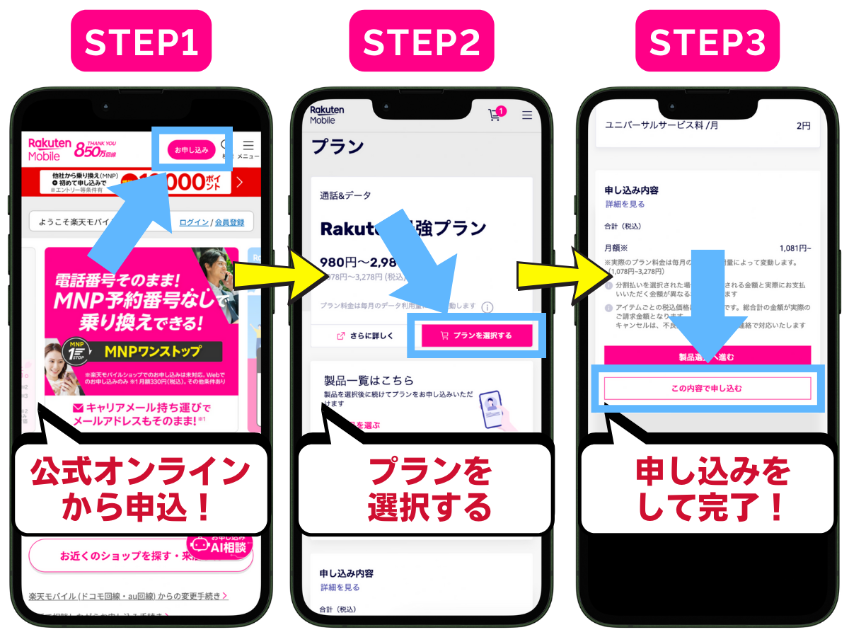 楽天モバイルの申し込み方法