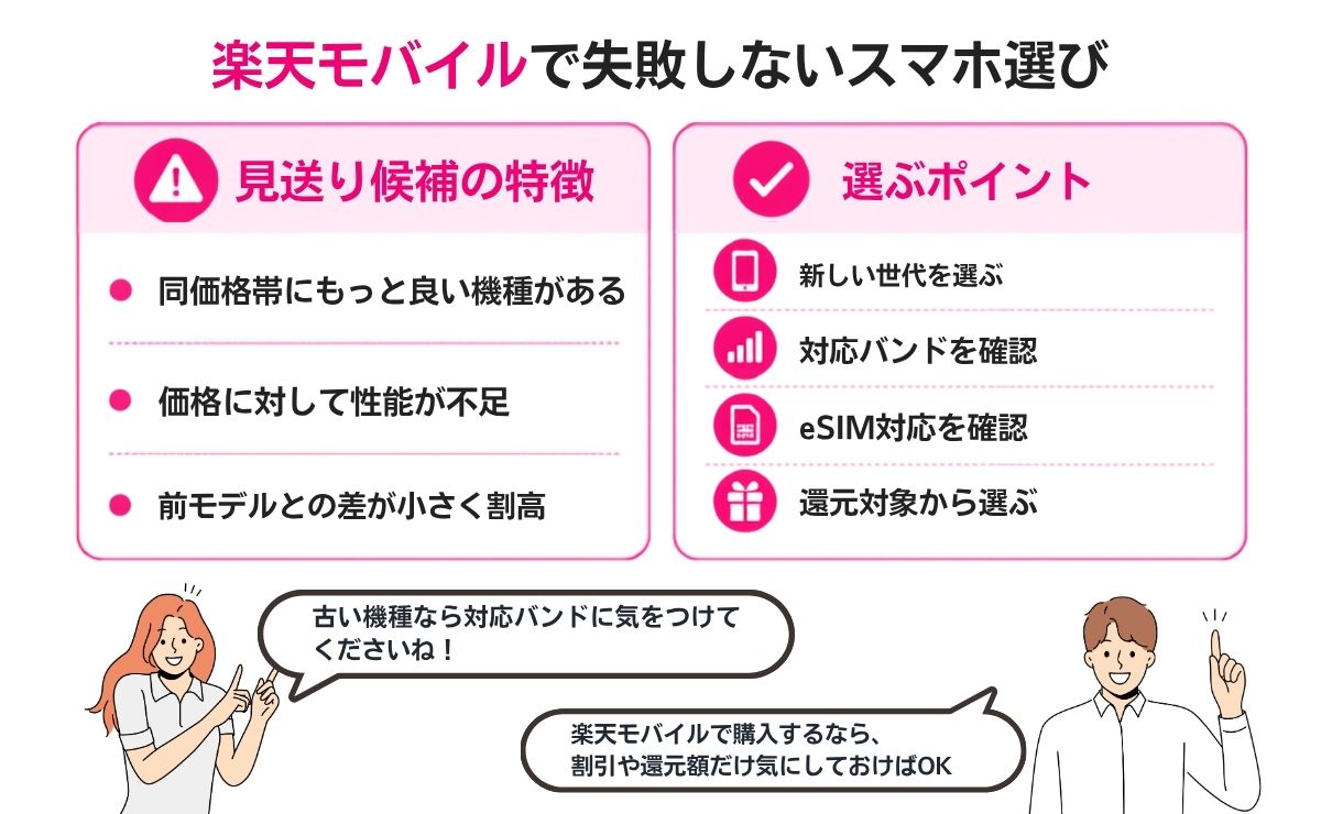 楽天モバイルのスマホでおすすめしない機種の特徴と選び方