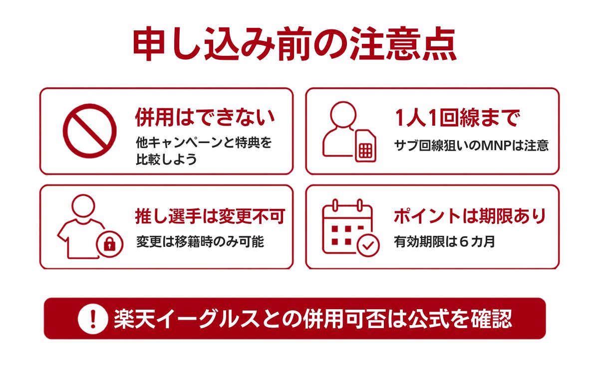 楽天モバイル ヴィッセル神戸キャンペーンの注意点・併用できないキャンペーン