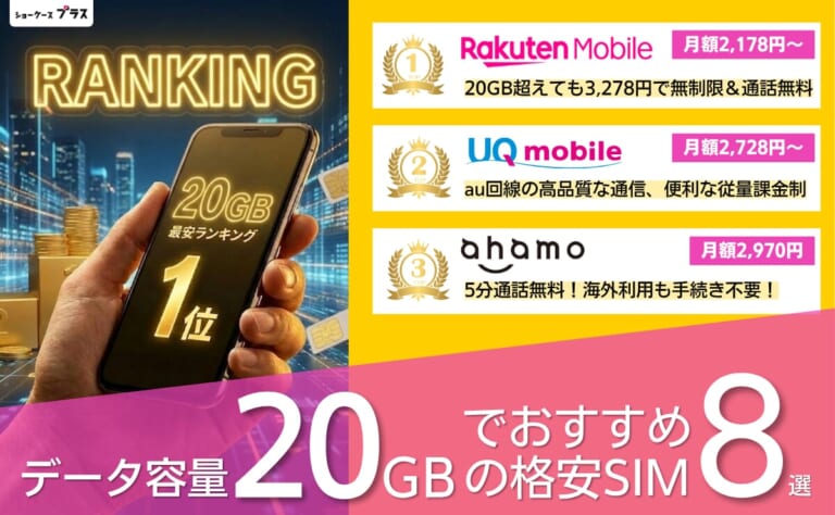 20GBの格安SIMおすすめランキング19社比較！
