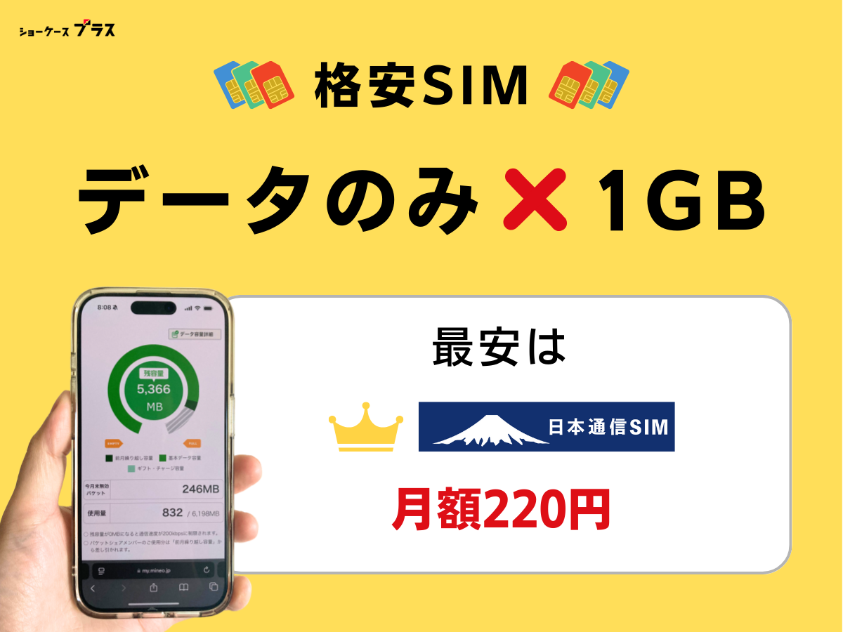 1GB使えるデータのみの格安SIMは日本通信SIM