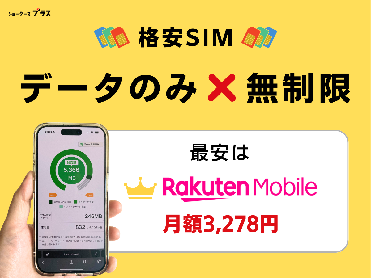 無制限で使えるデータのみの格安SIMは楽天モバイル
