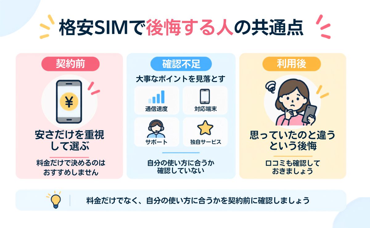 格安SIMのデメリットとは？後悔する人に共通する理由
