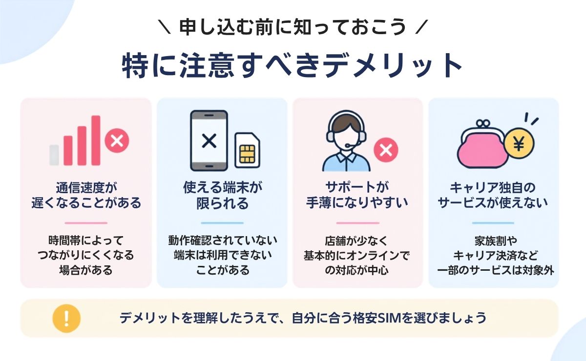 格安SIMのデメリット9選｜後悔しやすいポイントを正直に解説