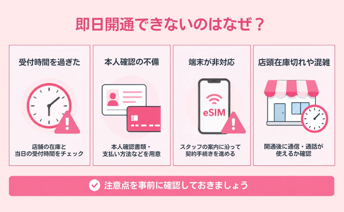 格安SIMが即日開通できないケース・注意点