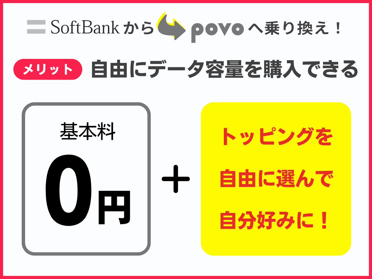 ソフトバンクからpovo2.0に乗り換るメリット