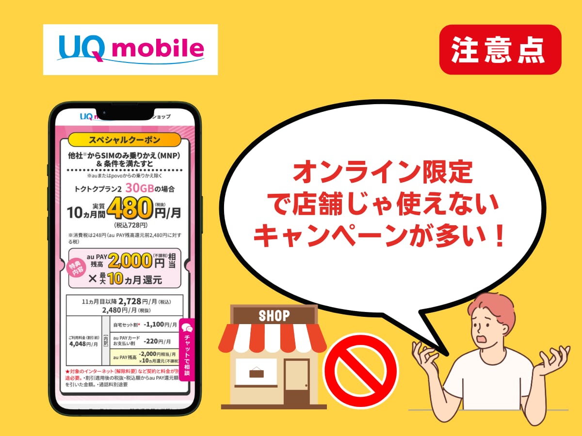 UQモバイルでキャンペーン適用時の注意点
