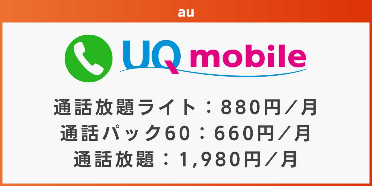 au回線でかけ放題のおすすめ格安SIMはUQモバイル