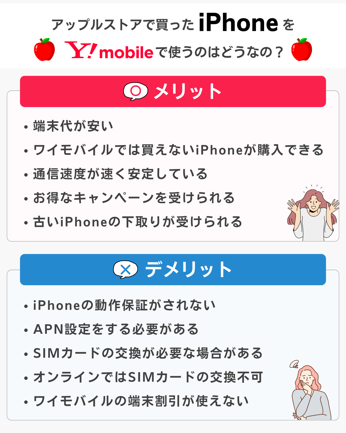 アップルストアで買ったiPhoneをワイモバイルで使うメリット・デメリット